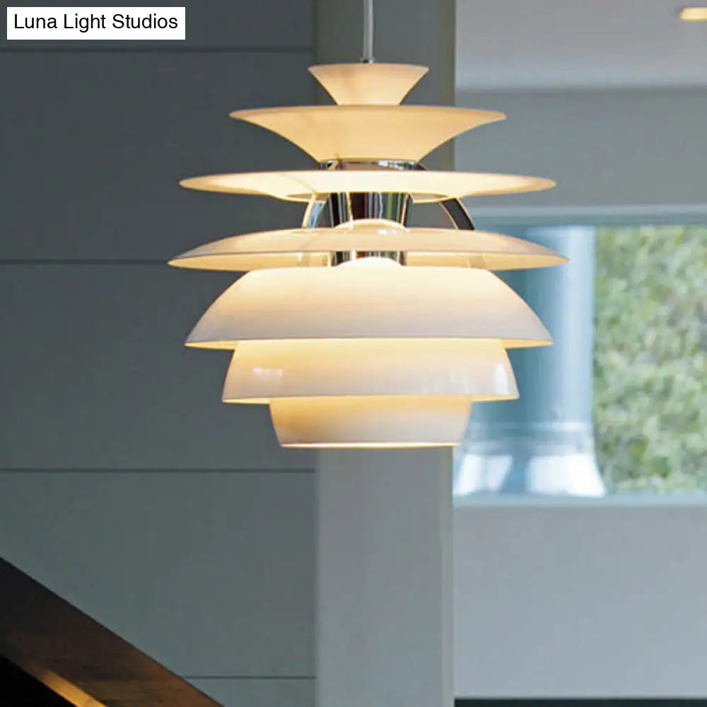 Nordic Aluminum Pinecone Pendant Lamp: Tiered Ceiling Hanging Light In White