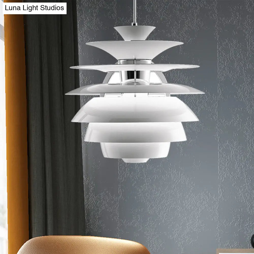 Nordic Pinecone Tiered Pendant Light For Dining Room In White Aluminum