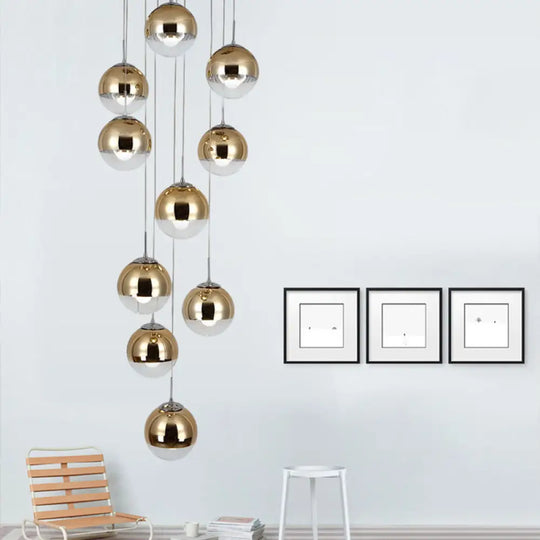 Nordic Aluminum Suspended Globe Pendant Light With Clear Glass Bottom In Gold 10 /