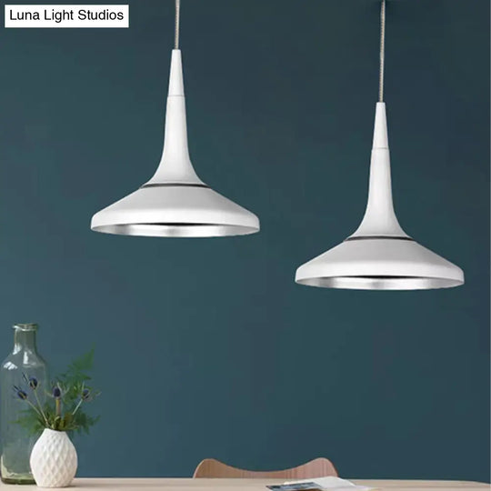 Nordic Aluminum Funnel Pendant Light For Dining Room - White 1 Bulb