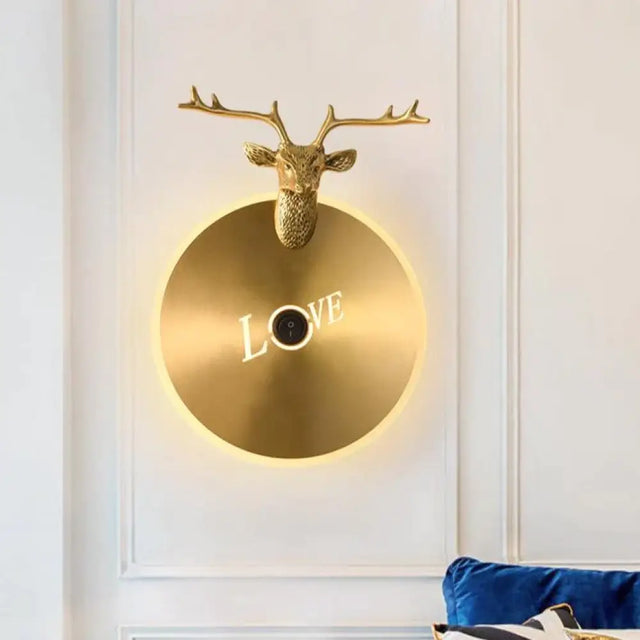 Nordic Antlers Bedroom Living Room Copper Wall Lamp Copper Wall Lamps