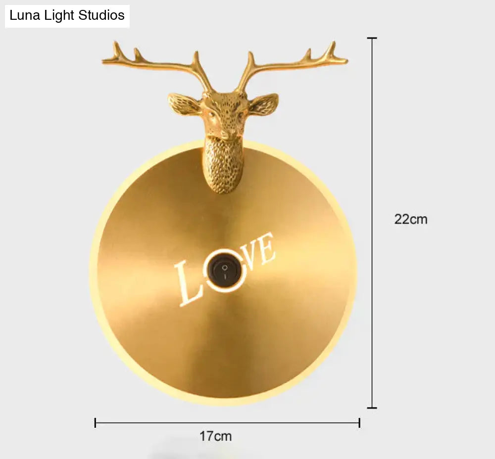 Nordic Antlers Bedroom Living Room Copper Wall Lamp Lamps