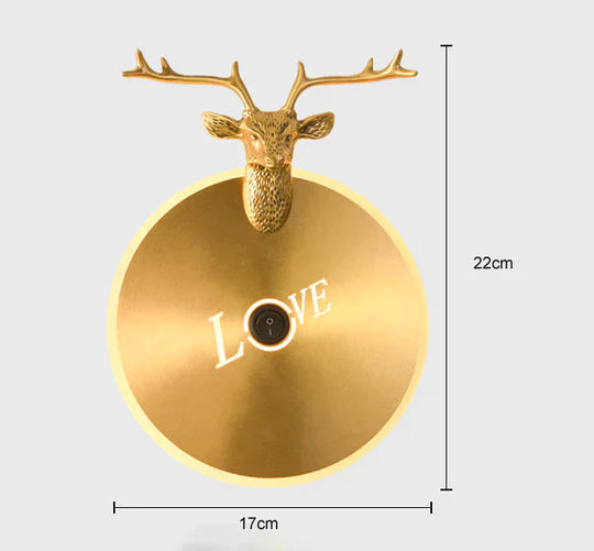 Nordic Antlers Bedroom Living Room Copper Wall Lamp Lamps