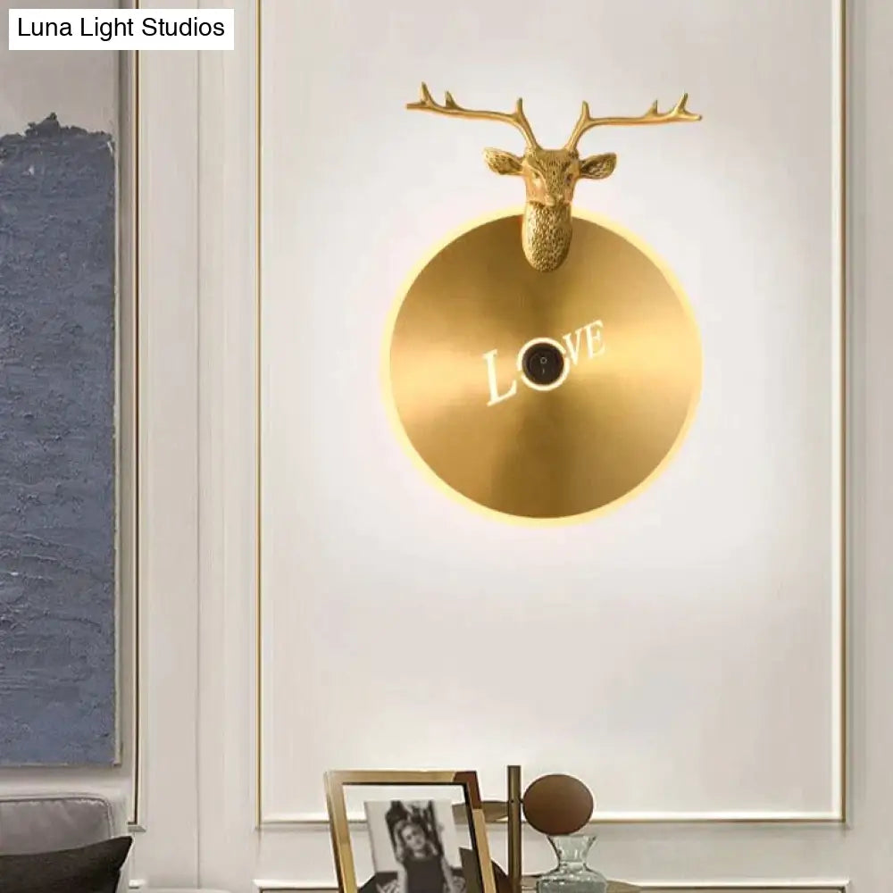 Nordic Antlers Bedroom Living Room Copper Wall Lamp Lamps