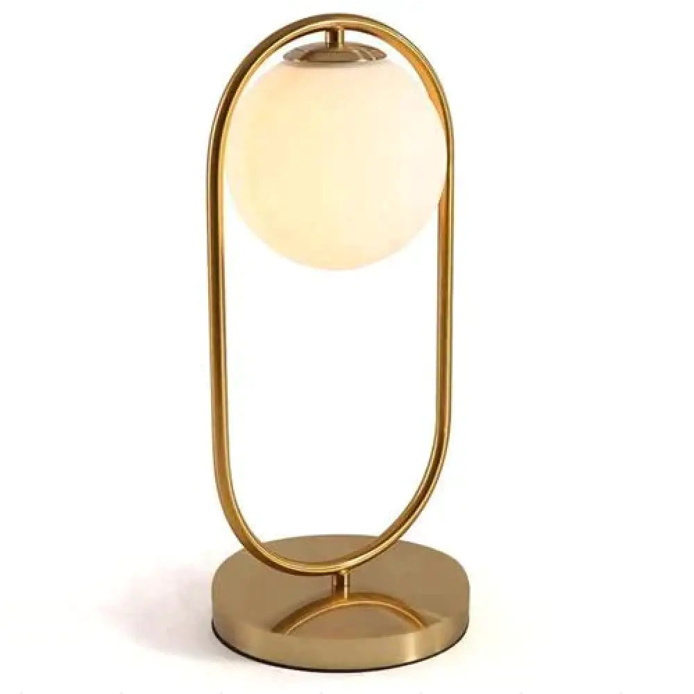 Nordic Art Deco Golden Body Table Lamp Metal Base Plate Modern Minimalist Frosted Glass Led Desk