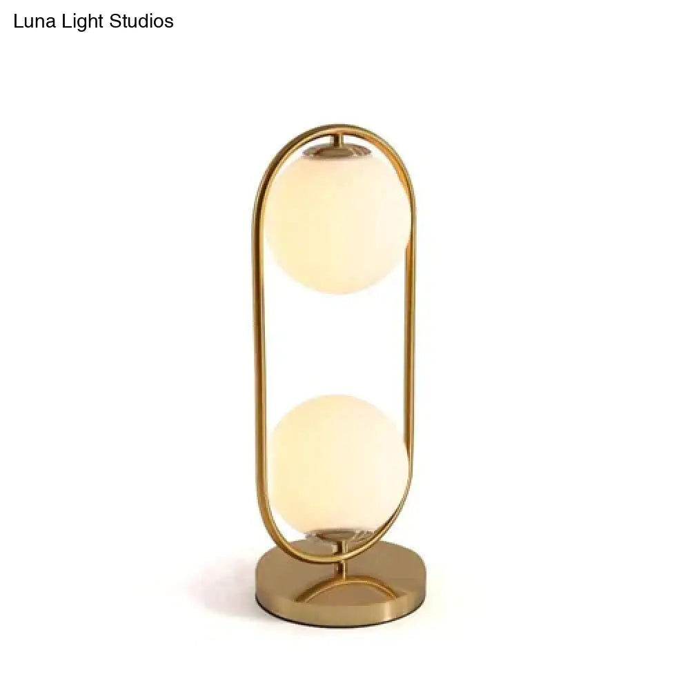 Nordic Art Deco Golden Body Table Lamp Metal Base Plate Modern Minimalist Frosted Glass Led Desk For