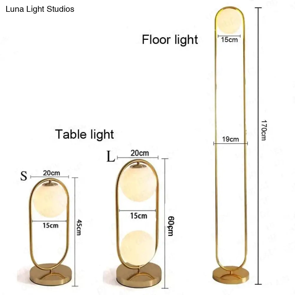 Nordic Art Deco Golden Body Table Lamp Metal Base Plate Modern Minimalist Frosted Glass Led Desk For