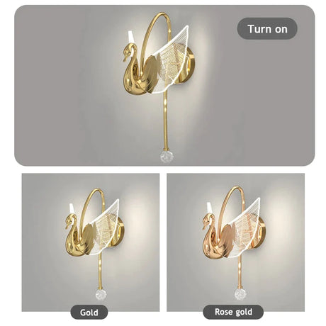 Nordic Art Deco Led Swan Wall Lamp For Bedroom Bedside Wall Living Room Hallway Indoor Lighting