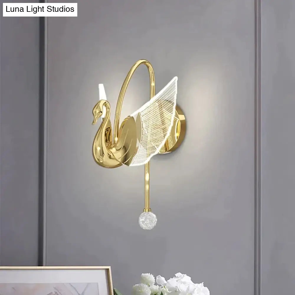 Nordic Art Deco Led Swan Wall Lamp For Bedroom Bedside Wall Living Room Hallway Indoor Lighting