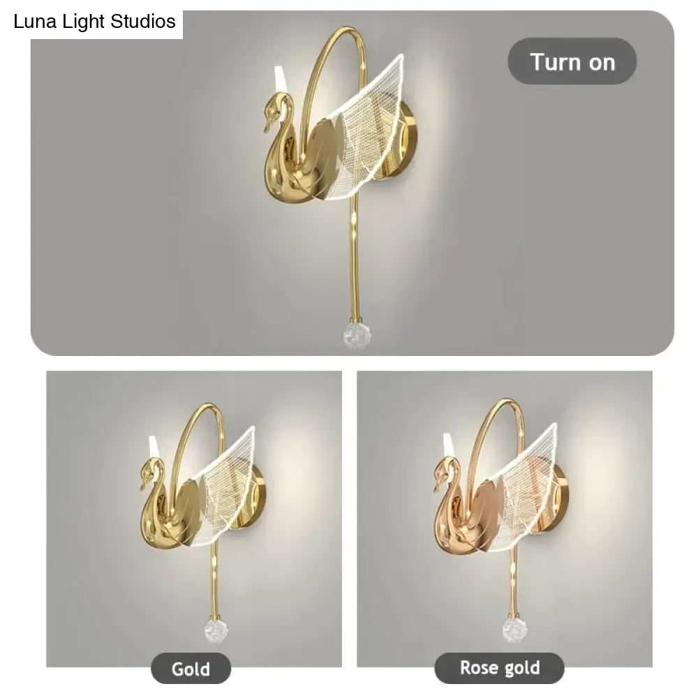 Nordic Art Deco Led Swan Wall Lamp For Bedroom Bedside Wall Living Room Hallway Indoor Lighting