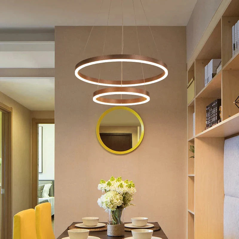 Nordic Art Deco Luxury Led Circular Pendant Lights Hanging Lamps for Living Room Dining Table Bedroom