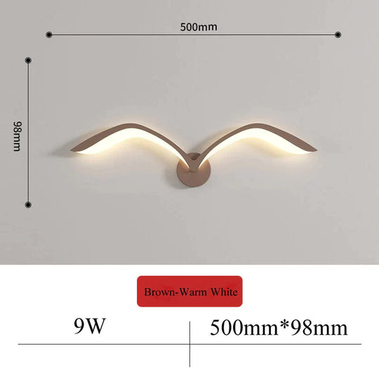 Nordic Avian Style Indoor Wall Lamp Brown / Warm White Light