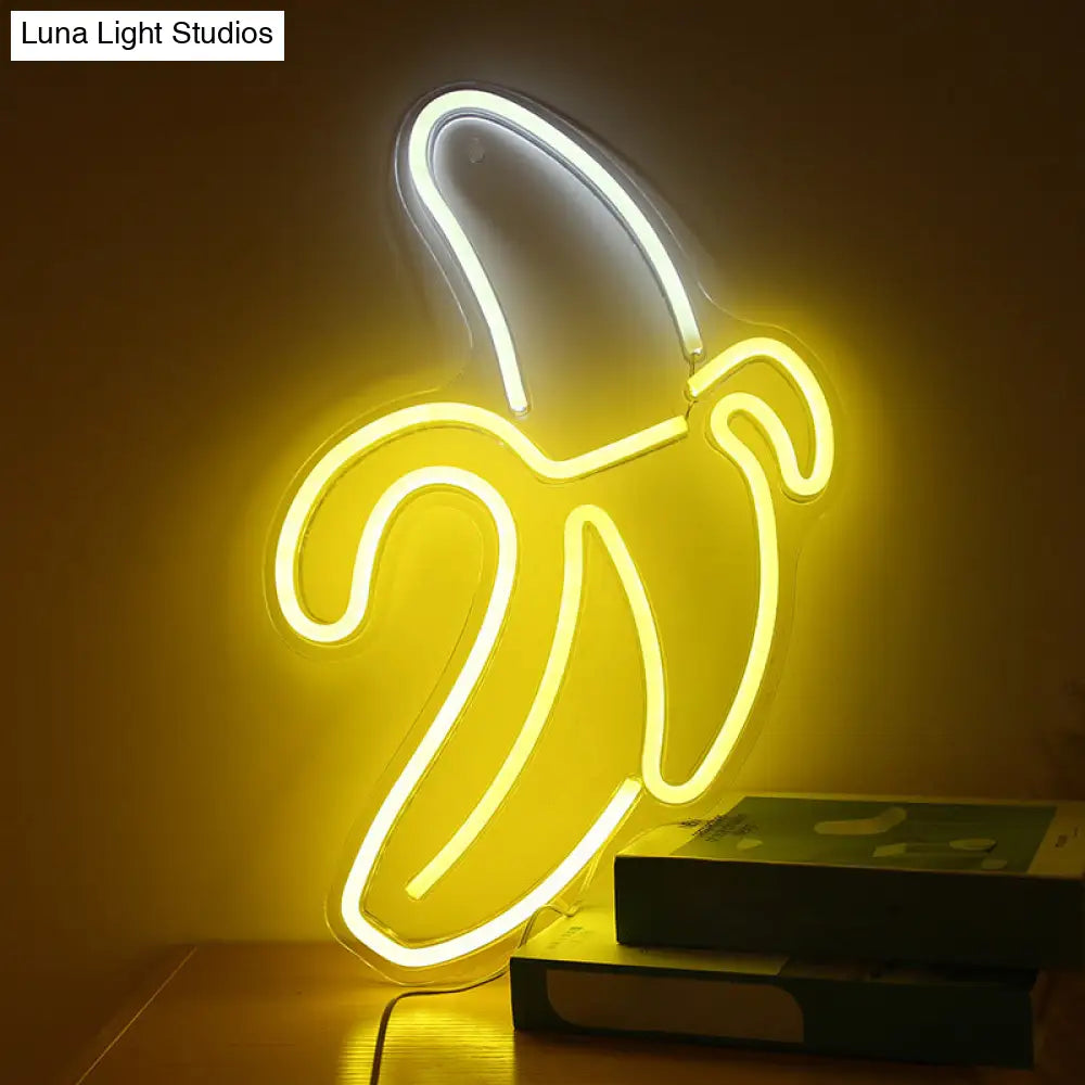 Nordic Banana Wall Night Lamp: Acrylic Led Nightstand Light For Childrens Bedroom