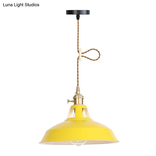 Ceiling Hang Lamp With Barn/Cone Iron Shade In Nordic Kitchen Style - Pink/Blue/Green Yellow / B