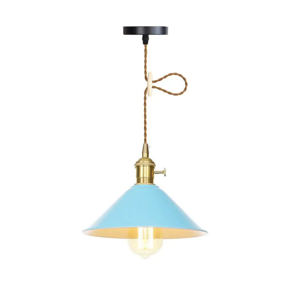 Nordic Barn-Style Pendant Light With Colorful Iron Shade – Perfect For Kitchen And Bar Blue / A