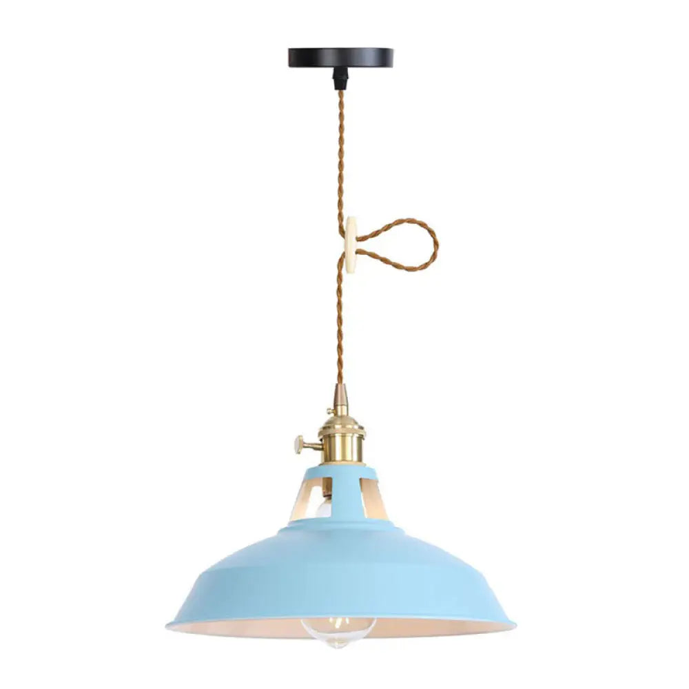 Nordic Barn-Style Pendant Light With Colorful Iron Shade – Perfect For Kitchen And Bar Blue / B