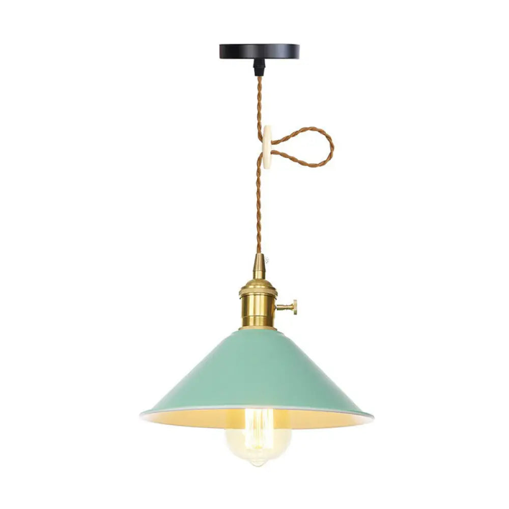 Nordic Barn-Style Pendant Light With Colorful Iron Shade – Perfect For Kitchen And Bar Green / A