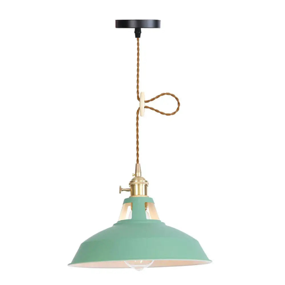 Nordic Barn-Style Pendant Light With Colorful Iron Shade – Perfect For Kitchen And Bar Green / B