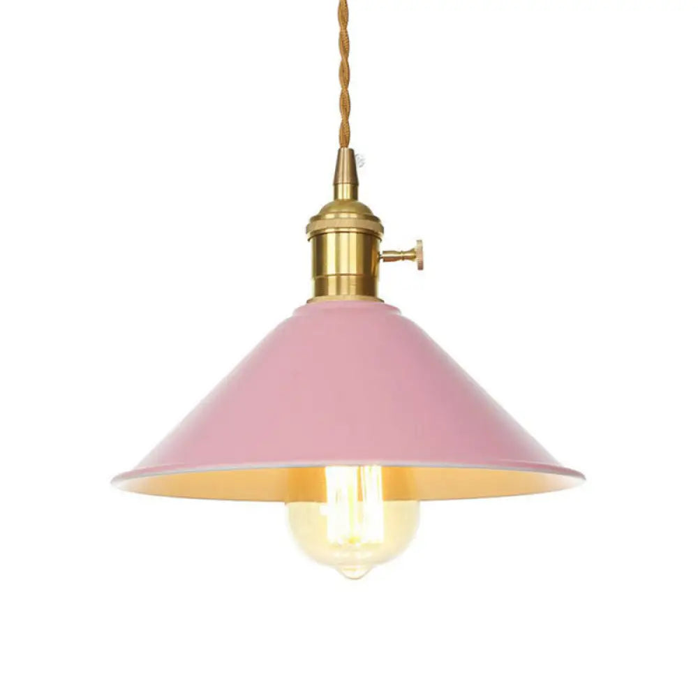 Nordic Barn-Style Pendant Light With Colorful Iron Shade – Perfect For Kitchen And Bar Pink / A