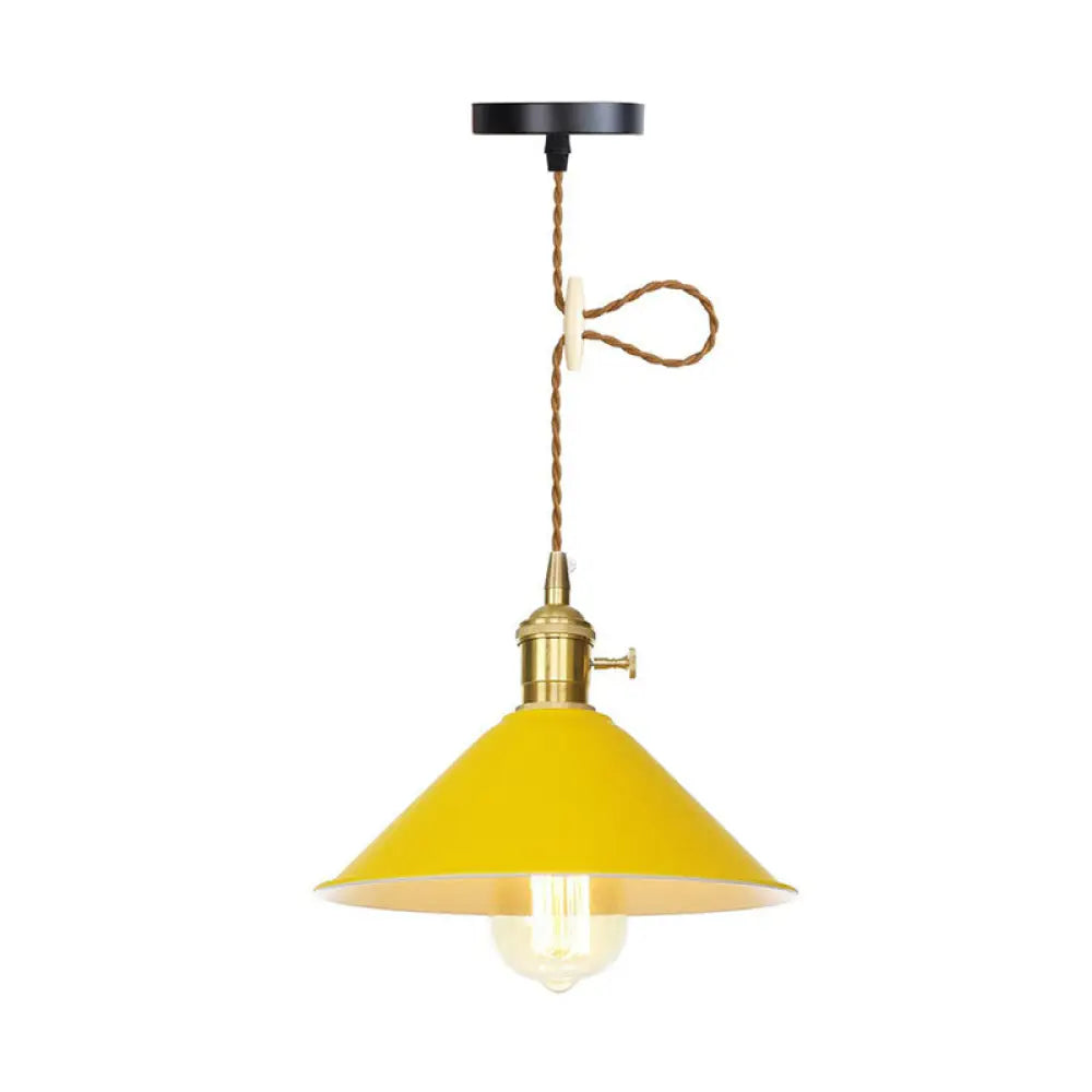 Nordic Barn-Style Pendant Light With Colorful Iron Shade – Perfect For Kitchen And Bar Yellow / A