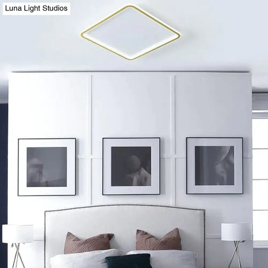 Nordic Bedroom Led Ceiling Lamp Full Copper Square