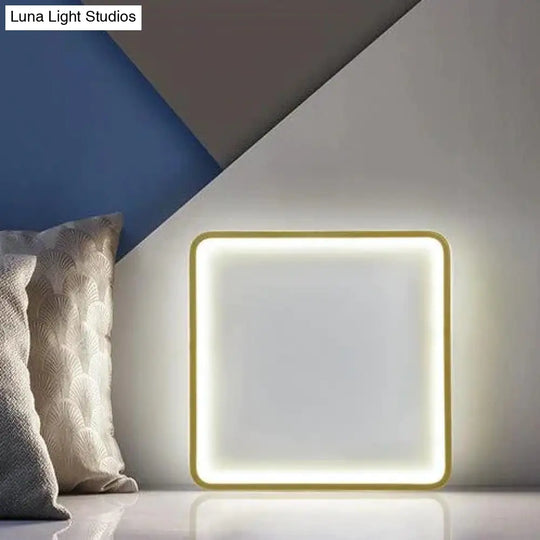 Nordic Bedroom Led Ceiling Lamp Full Copper Square
