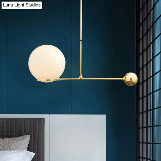 Nordic Beige Glass Pendant Light - Gold Ceiling Fixture For Bedroom