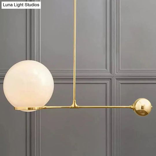 Nordic Beige Glass Globe Pendant Light: Elegant 1-Head Gold Hanging Fixture For Bedroom