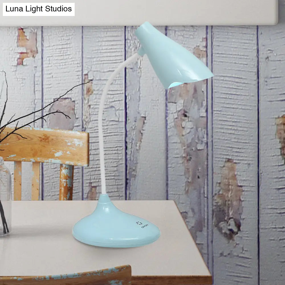 Nordic Bell-Shaped Led Desk Lamp: Touch-Sensitive With Usb Charging Port Blue/Green/Pink/White