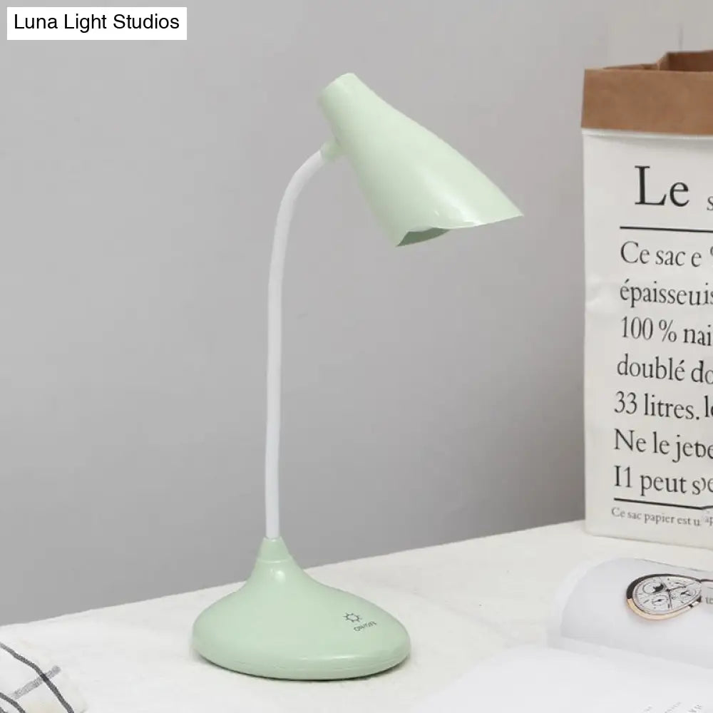 Nordic Bell-Shaped Led Desk Lamp: Touch-Sensitive With Usb Charging Port Blue/Green/Pink/White