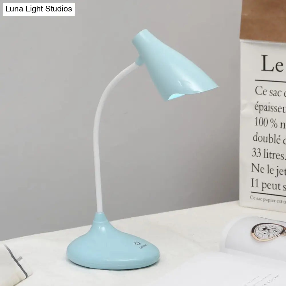 Nordic Bell-Shaped Led Desk Lamp: Touch-Sensitive With Usb Charging Port Blue/Green/Pink/White