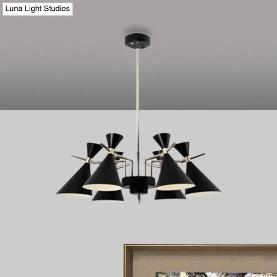 Nordic Bi-Conical Pendant Chandelier - 3/6 Lights Black/White/Pink Dining Room Lighting Fixture