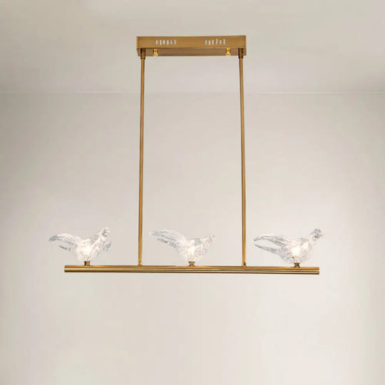 Nordic Bird Chandelier Light - Clear Crystal Bulbs Gold Pendant For Restaurant Down Lighting 3 /