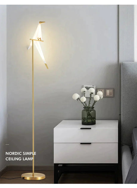 Nordic Bird Floor Lamp Creative Acrylic Thousand Paper Cranes Lamps For Living Room Bedroom Home