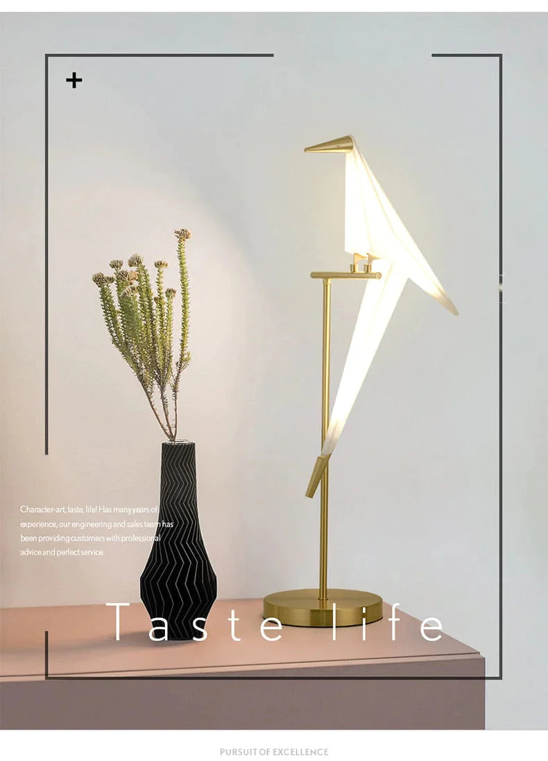Nordic Bird Floor Lamp Creative Acrylic Thousand Paper Cranes Floor Lamps For Living Room Bedroom Home Decor Gold Standing Lamp