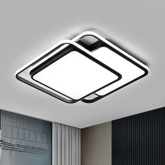 Nordic Black Acrylic Geometric Flush Mount Led Light For Bedroom Ceiling / 16.5