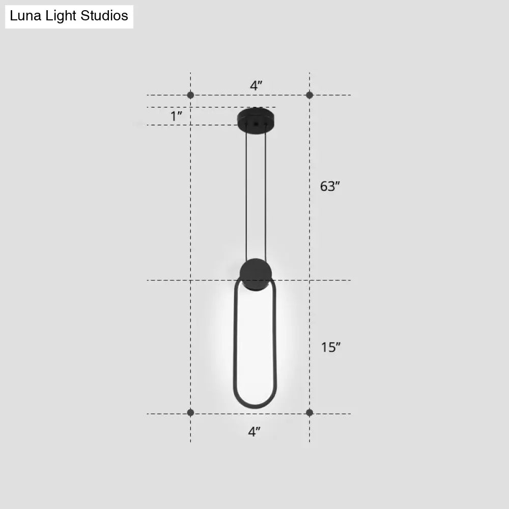 Nordic Led Suspension Light Fixture For Bedroom - Black Circular Hanging Lamp With Metallic Touch /