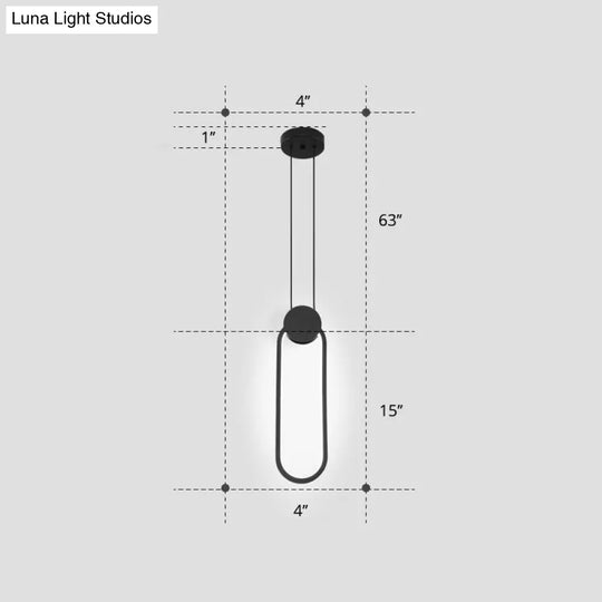 Nordic Led Suspension Light Fixture For Bedroom - Black Circular Hanging Lamp With Metallic Touch /