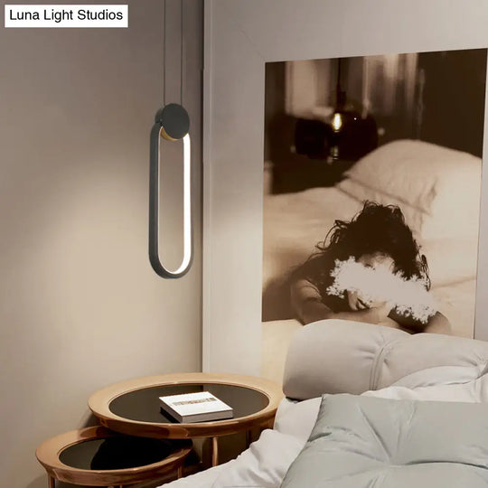 Nordic Black Circular Led Suspension Lamp - Stylish Bedroom Lighting Fixture