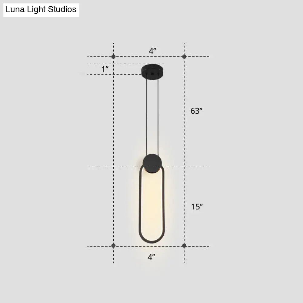 Nordic Led Suspension Light Fixture For Bedroom - Black Circular Hanging Lamp With Metallic Touch /