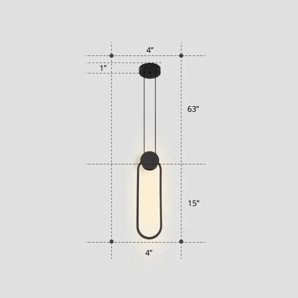 Nordic Black Circular Led Suspension Lamp - Stylish Bedroom Lighting Fixture / Third Gear Rectangle