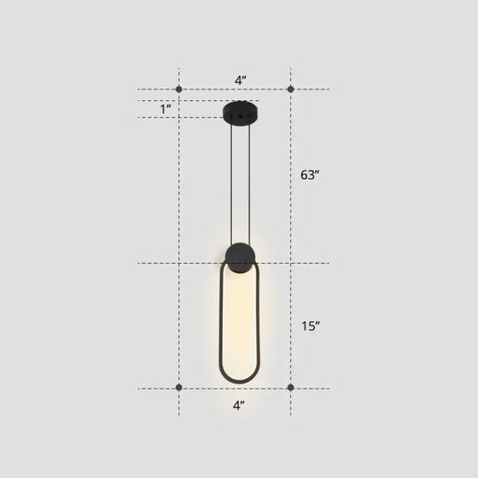 Nordic Black Circular Led Suspension Lamp - Stylish Bedroom Lighting Fixture / Third Gear Rectangle