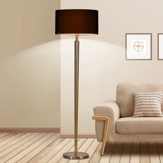 Nordic Black Drum Shade Floor Lamp - Stylish Reading Light For Drawing Room