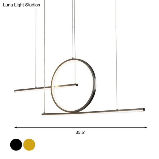 Nordic Black/Gold Metal Pendant Lighting With Dual Lines - Led Island Light Fixture In Warm/White