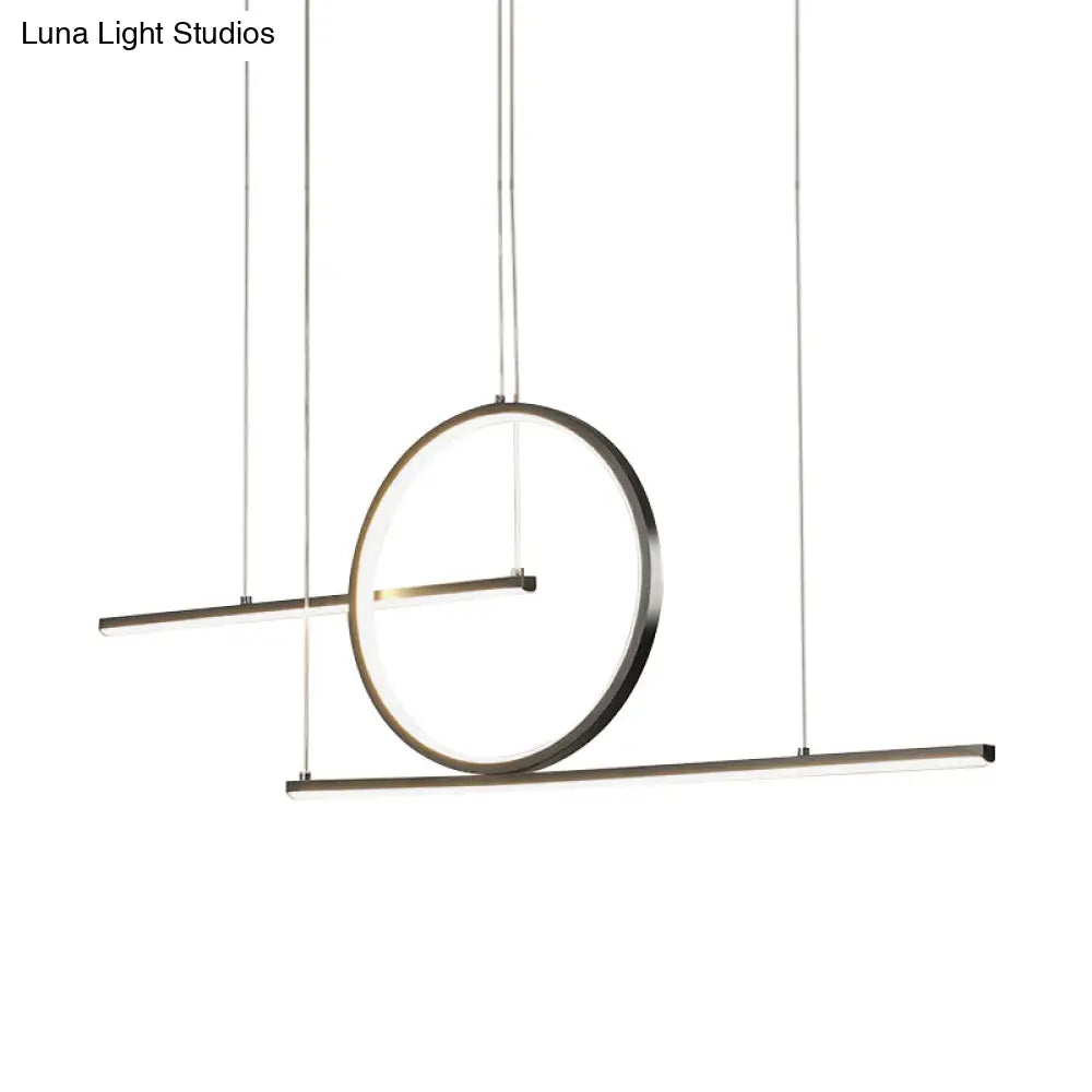 Nordic Black/Gold Metal Pendant Lighting With Dual Lines - Led Island Light Fixture In Warm/White