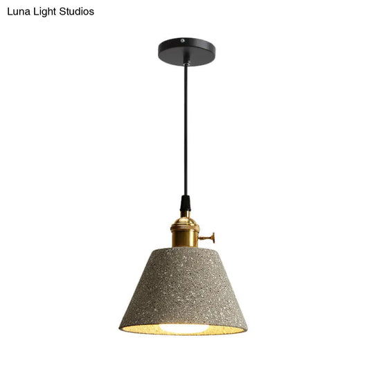 Nordic Black/Grey Bedside Pendant Light With Cement Shade And Rotary Switch