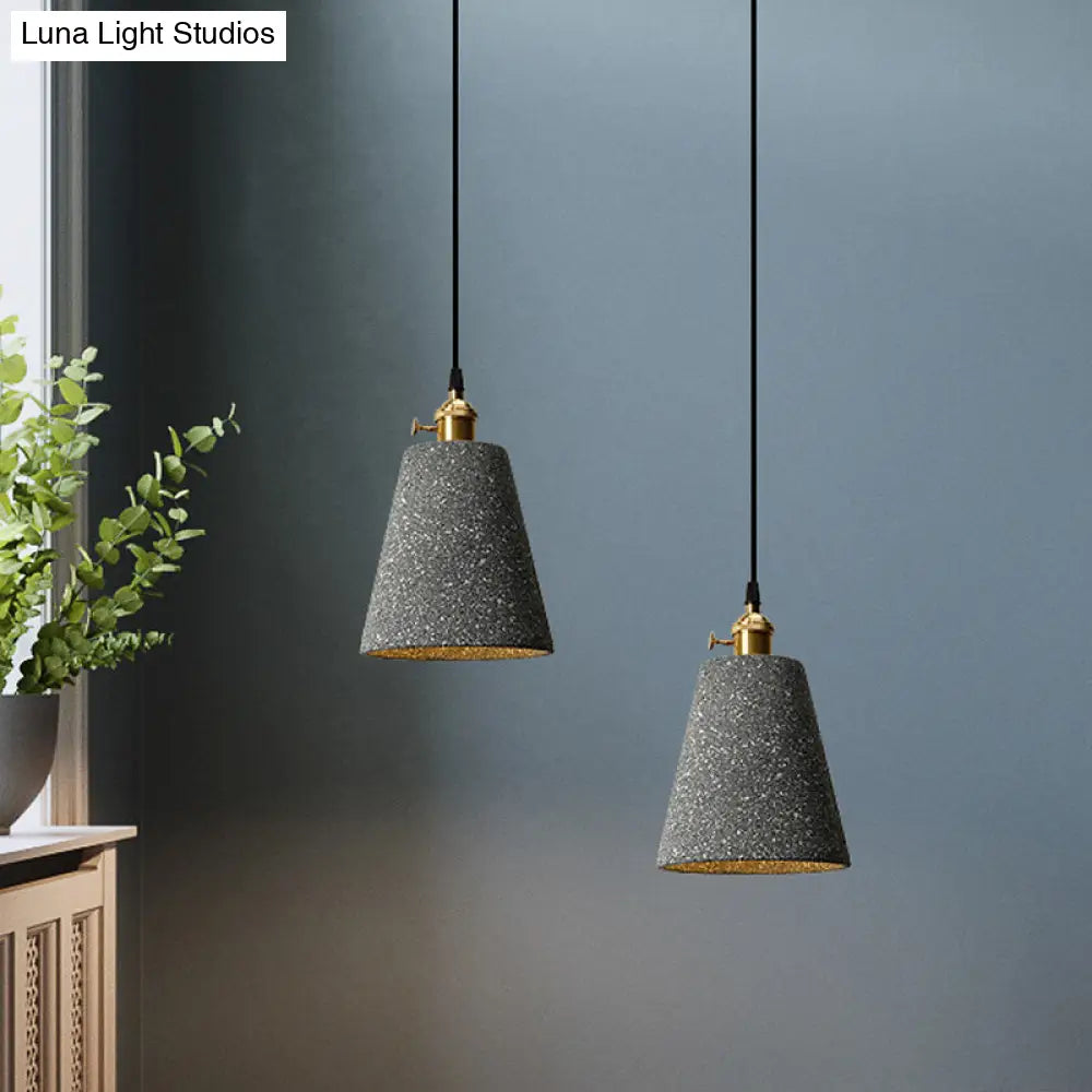 Nordic Black/Grey Bedside Pendant Light With Cement Shade And Rotary Switch Dark Gray / C