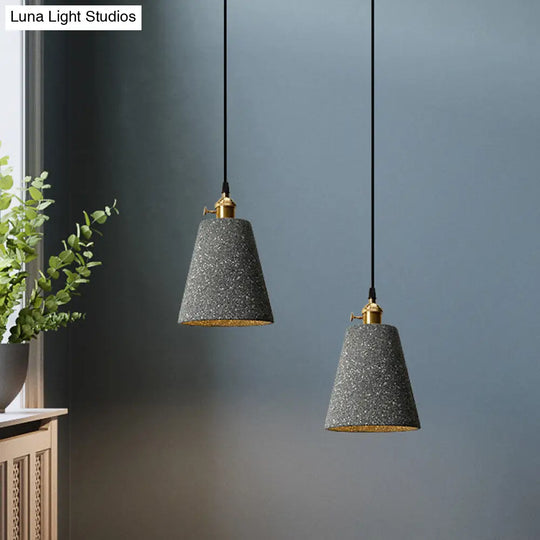 Nordic Black/Grey Bedside Pendant Light With Cement Shade And Rotary Switch Dark Gray / C