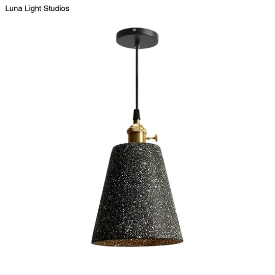 Nordic Black/Grey Bedside Pendant Light With Cement Shade And Rotary Switch Black / C