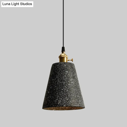 Nordic Black/Grey Bedside Pendant Light With Cement Shade And Rotary Switch